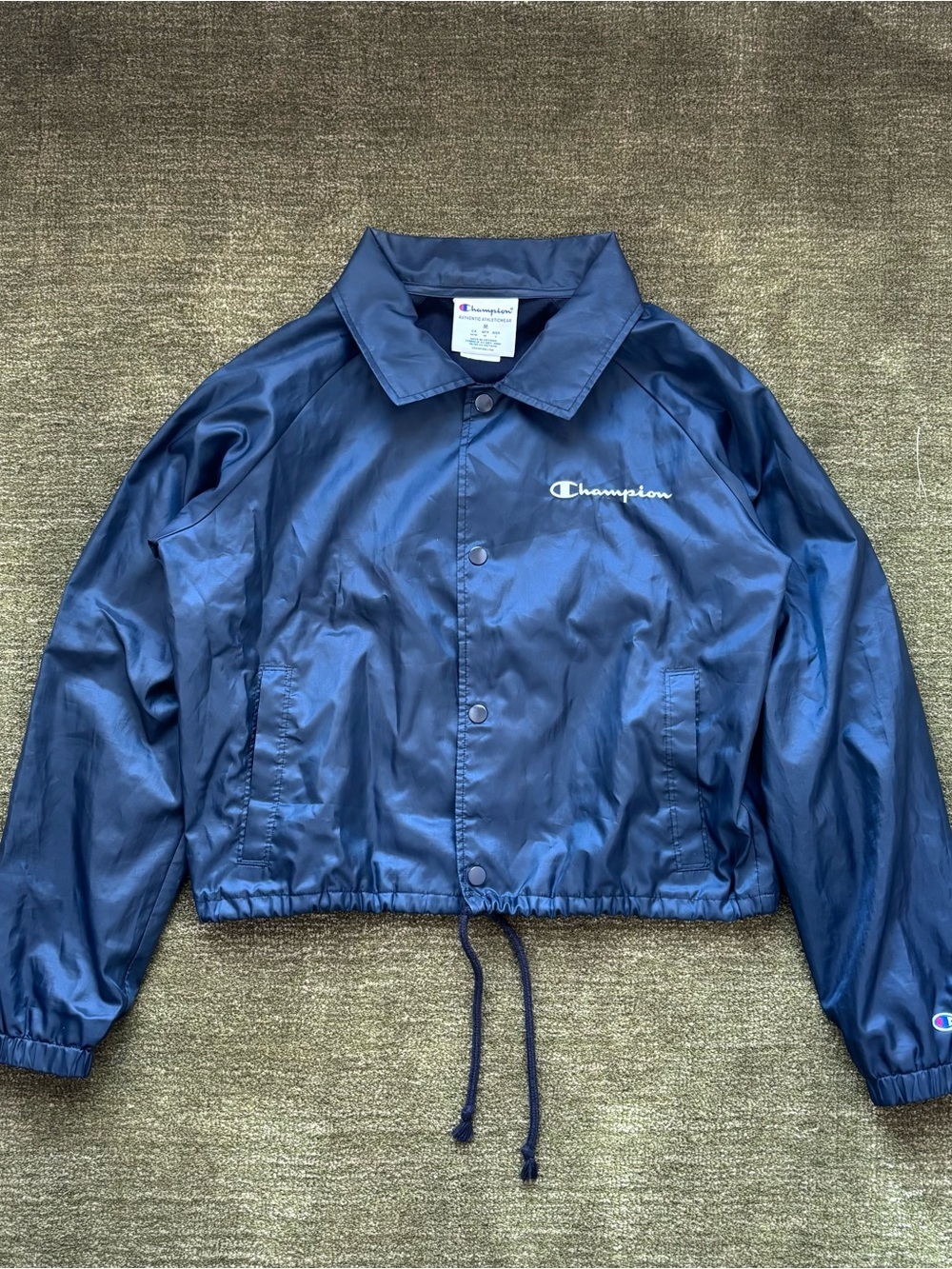 Champion Black Windbreaker Jacket with Script Tag